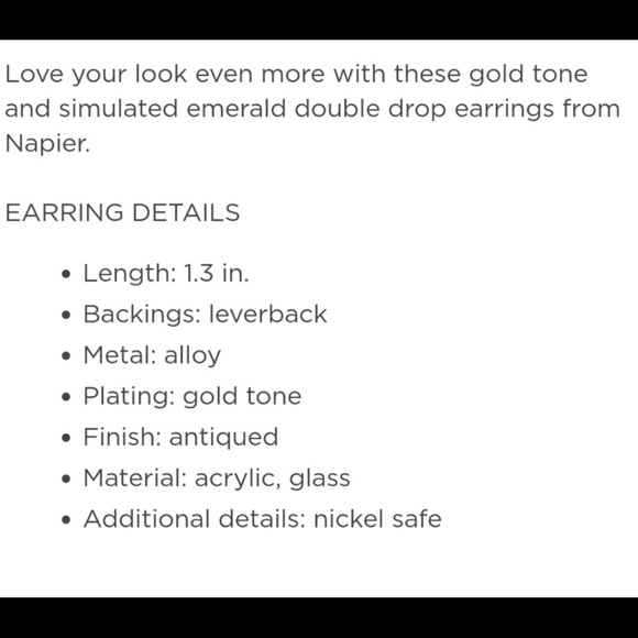 Napier- Green Stone Earrings - Picture 4 of 4